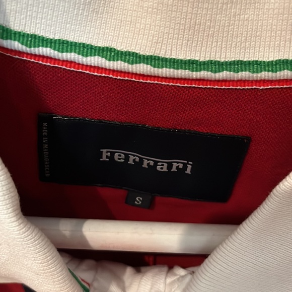 GENUINE Mens Small Ferrari Long Sleeve Button Polo Shirt with stripe - Picture 3 of 5